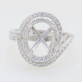 Sterling Silver Semi Mount Ring Setting Oval OV 11X9mm Halo Topaz 16820R - Syzjewelry